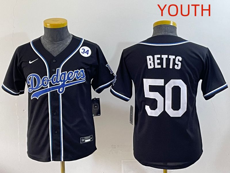 Youth 2025 Los Angeles Dodgers #50 Betts Black Three generations Fashion Nike MLB Jersey style 10